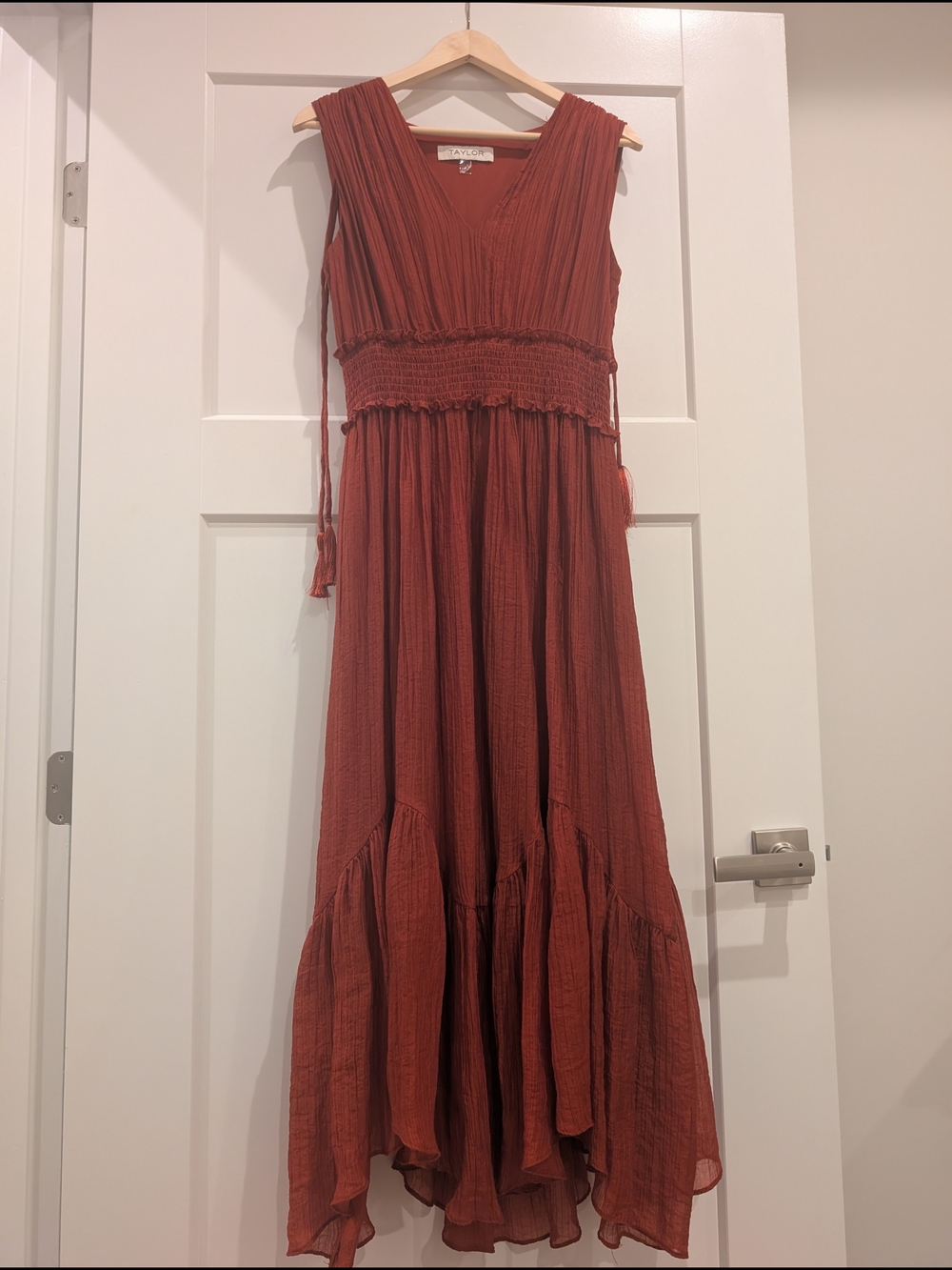 Women’s Rust Maxi Dress with Smocked Waist